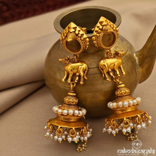 Green Drop Nandi Pearly Earrings (Ge10805)