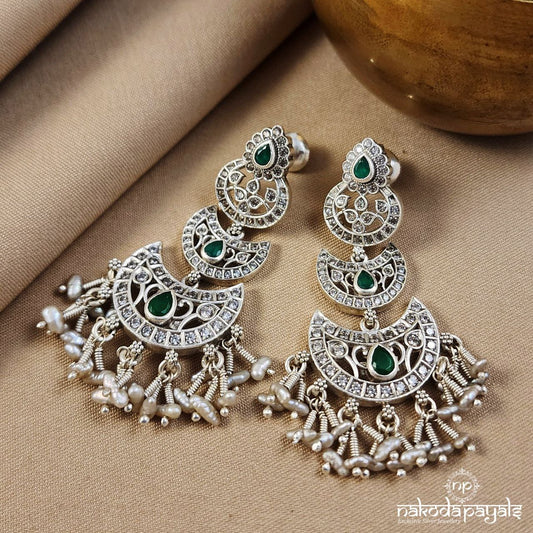 Emerald Green Half Moon Earrings(C3175)