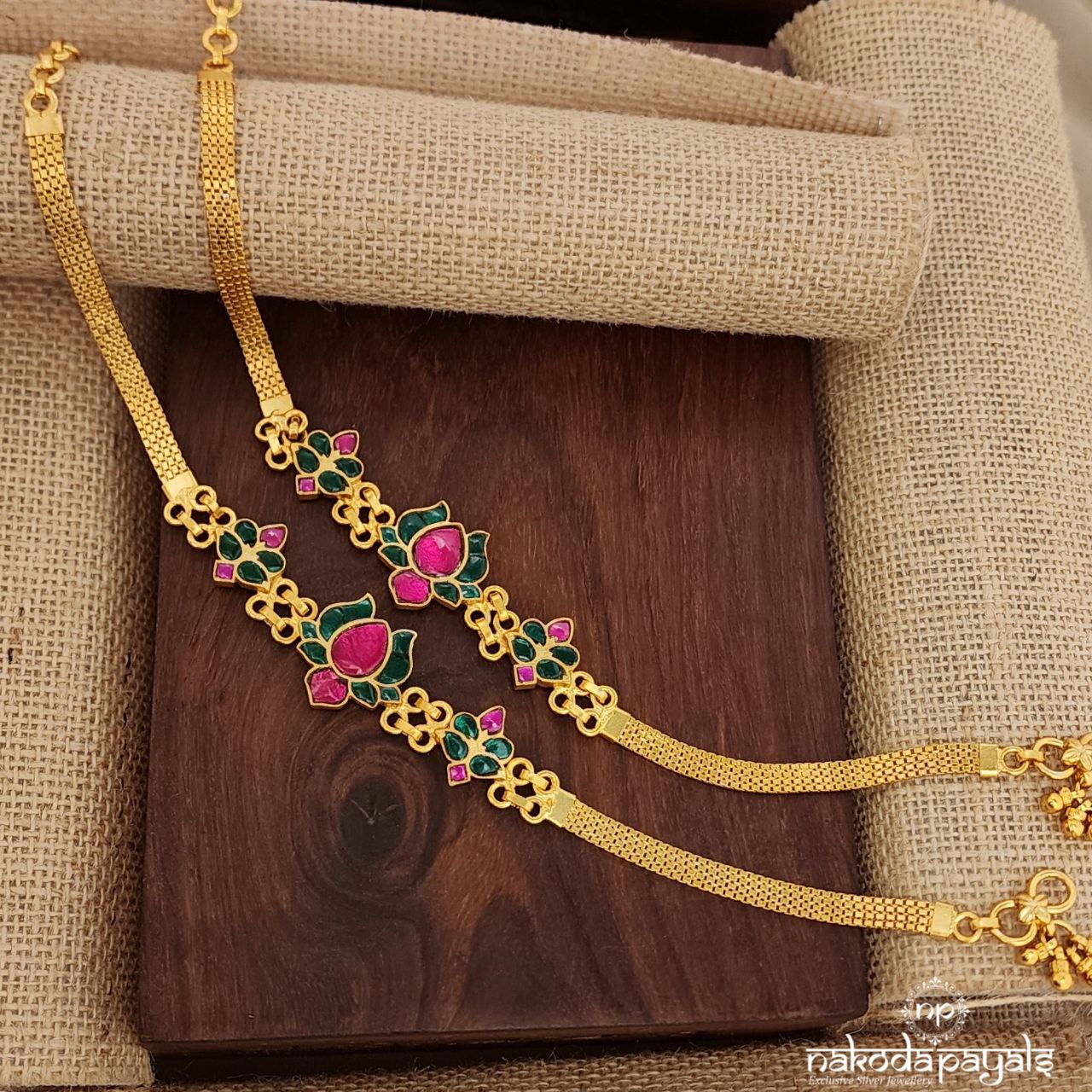 Floral Kamal Kundan Anklets(A6277)