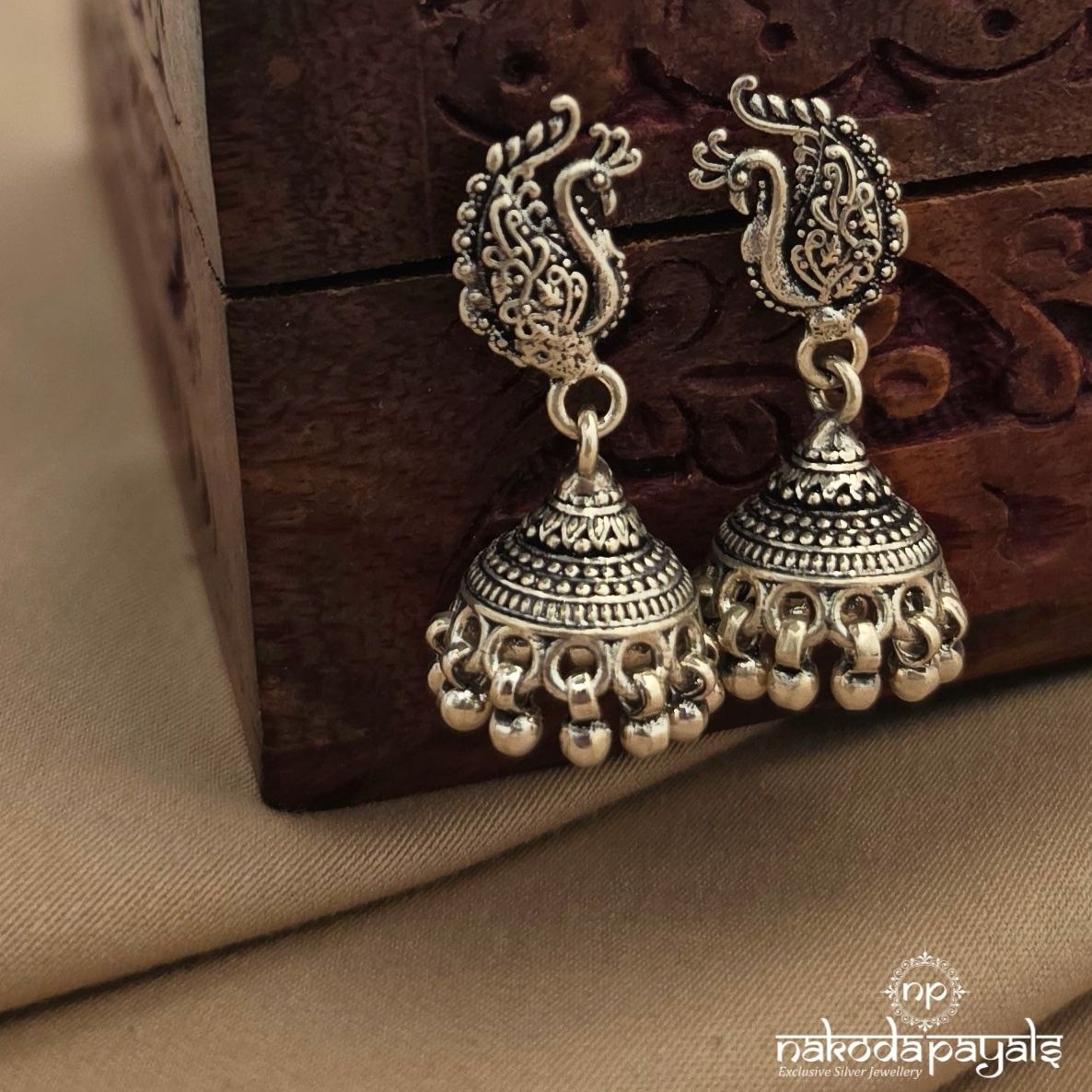 Peacock Ball Drop Jhumka (J1990)