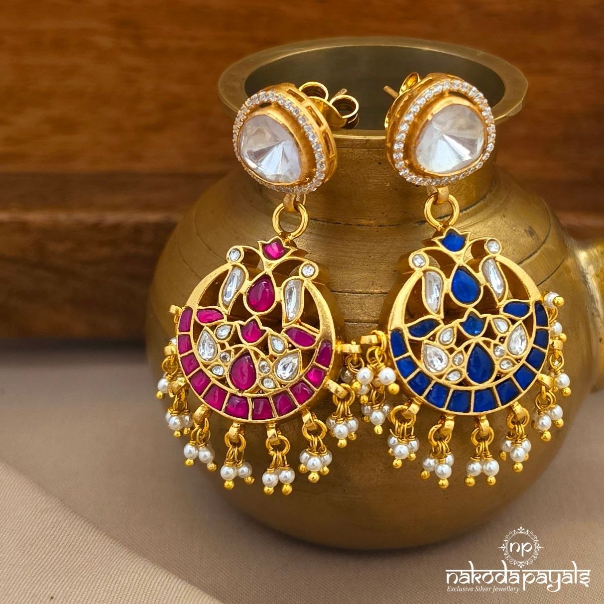 Reversible Kundan Chandbali (Ge10870)