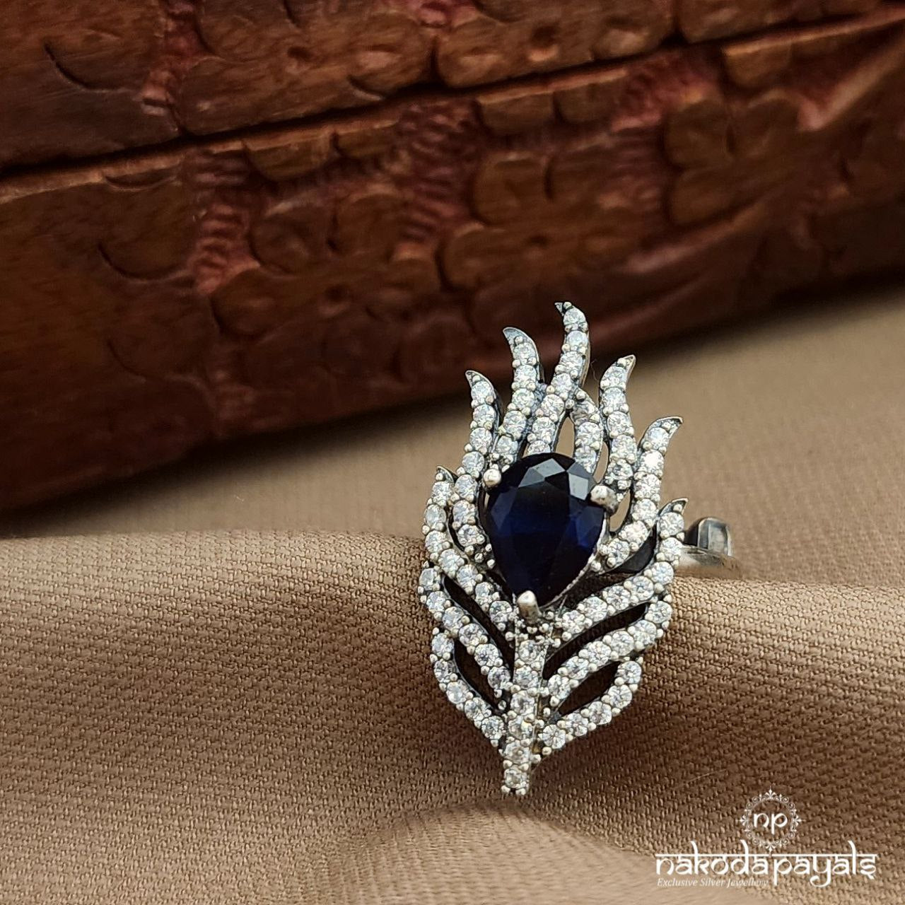 Blue CZ Finger Ring (F2907)