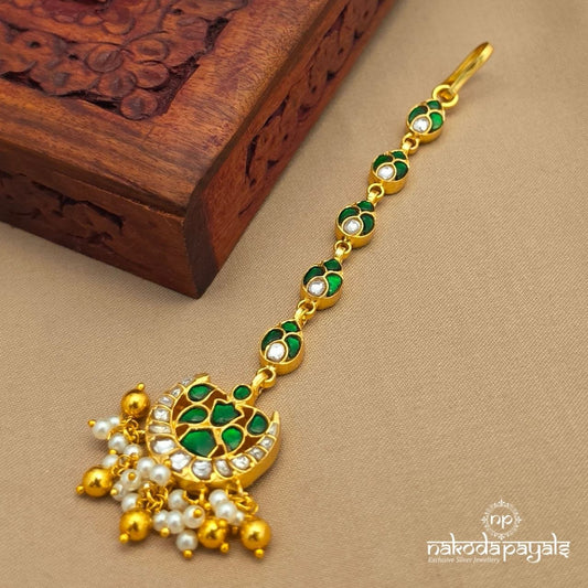 Kundan Green pearl Maang Tika (Gm1228)
