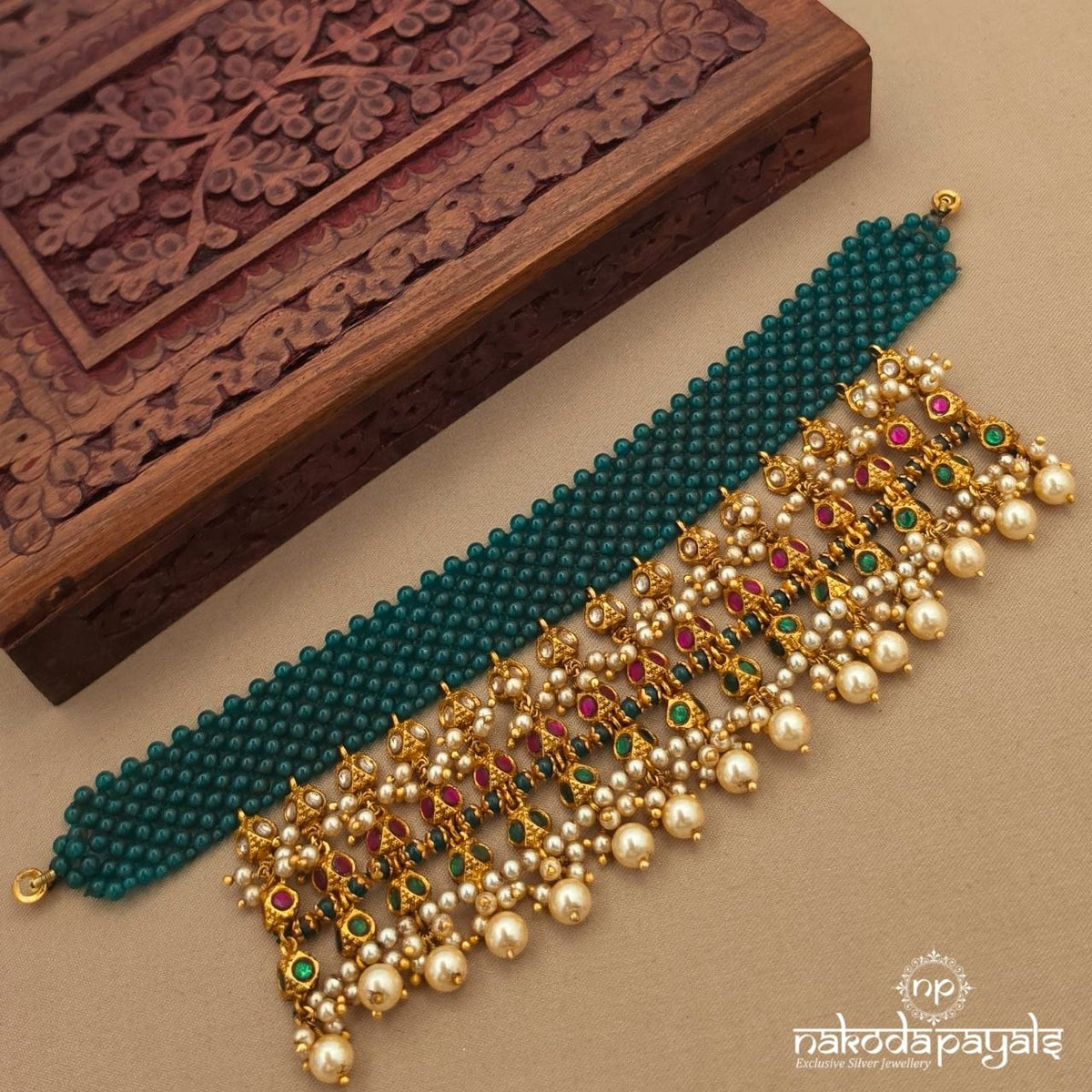 Green Pearl Kundan Choker (Gn10856)
