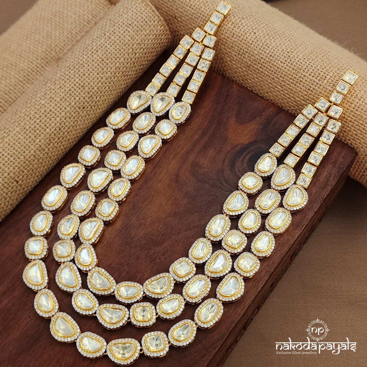Layered Shinney White Neckpiece (Gn9578)