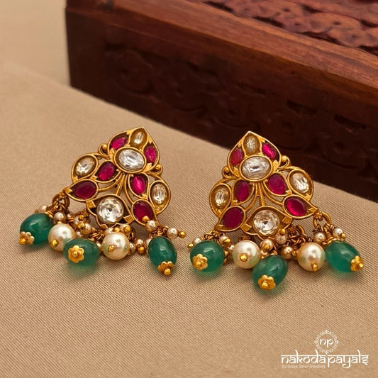 Kundan Green Drop Studs (Ge10745)
