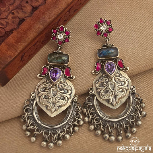 Oxidised Kundan Chandbali (C4111)