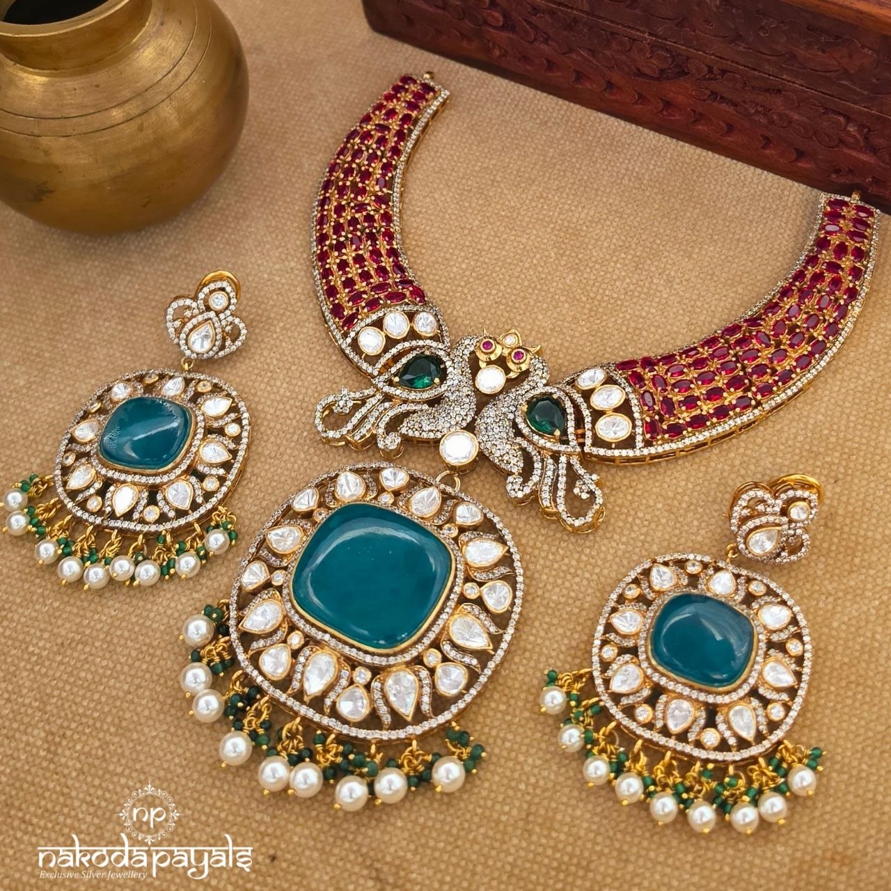 Exclusive Peacock Neckpiece With Earrings (Gn10702)