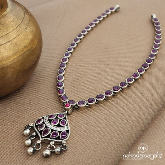 Unique Pink Ball Drop Neckpiece  (N11221)