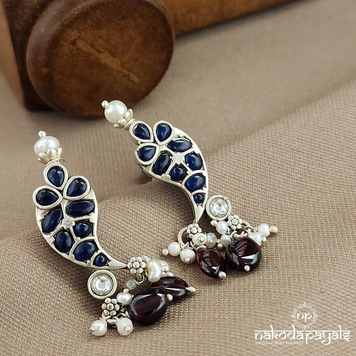 Emerald Blue Pearled Studs (S3621a)