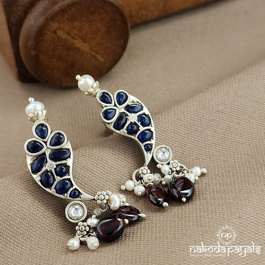 Emerald Blue Pearled Studs (S3621a)