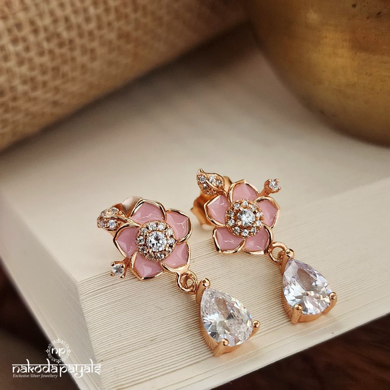 Pink White Drop Earrings (St3000)
