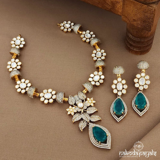 CZ Moissanite Neckpiece With Earrings (Gn9513)