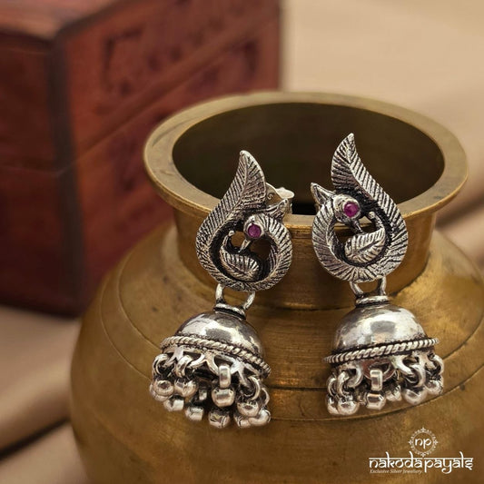 Oxidised Peacock Jhumka (J1734)
