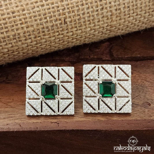 Green Squarish Studs (St3693)