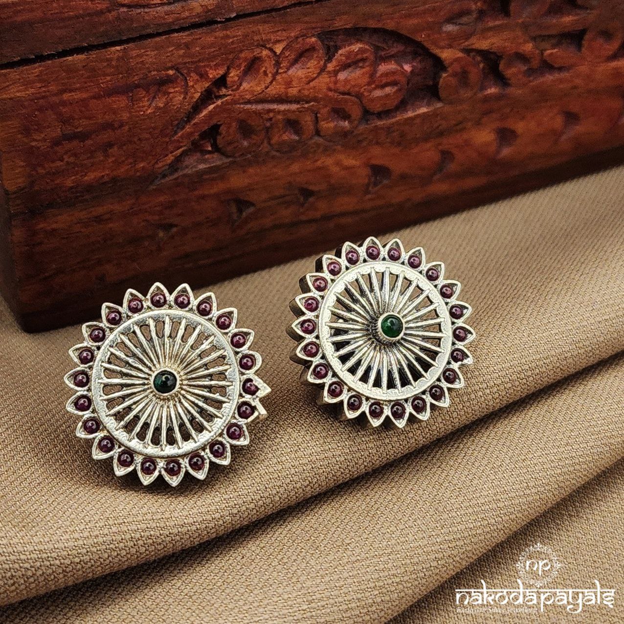 Circular Pink Dotted Studs (S9588)