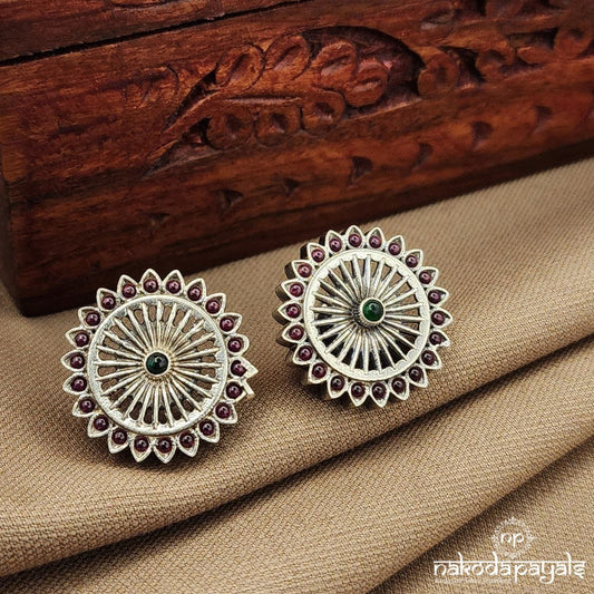 Circular Pink Dotted Studs (S9588)