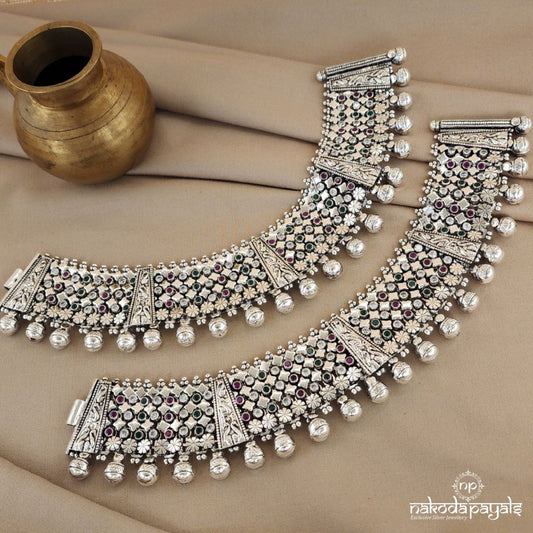 Broad Multicoloured Ball Anklets (A6056)