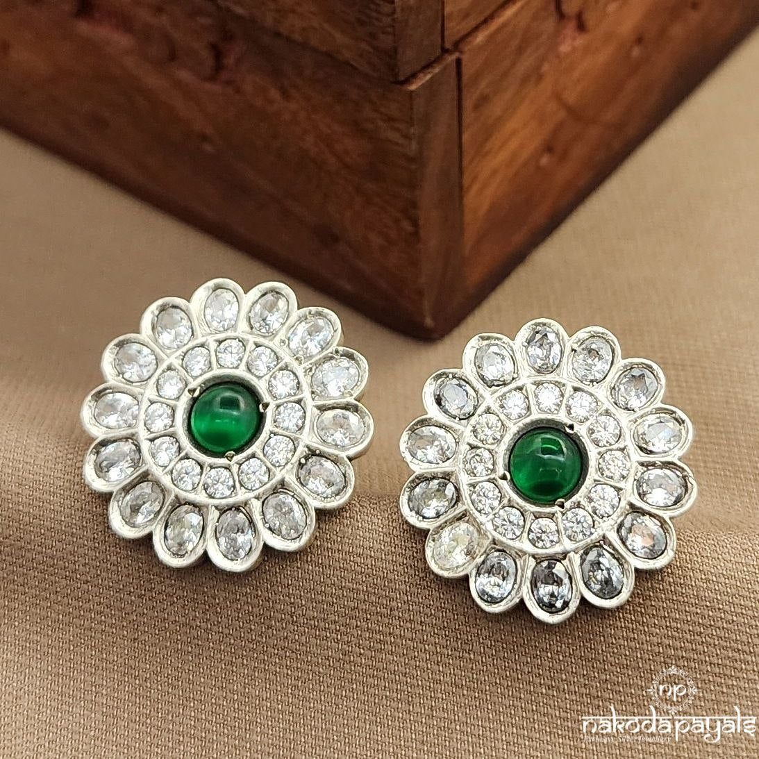 Emerald Green Dot Studs (S3719)