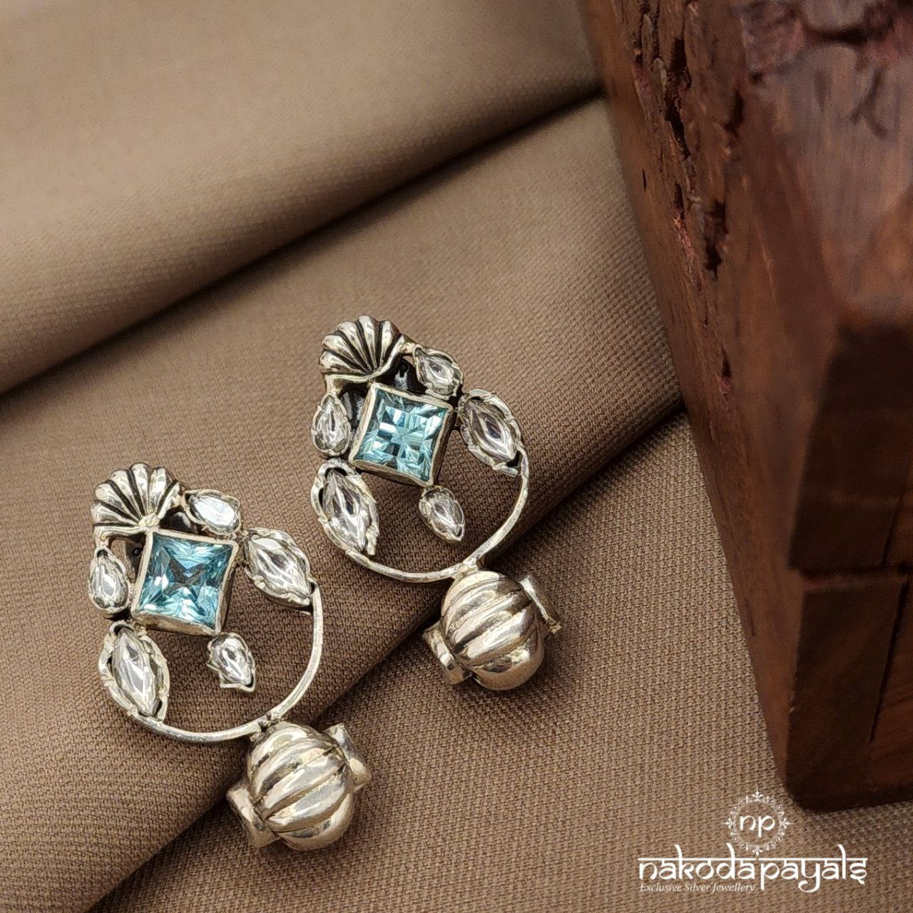 Squarish Blue Jhumka (J1562)