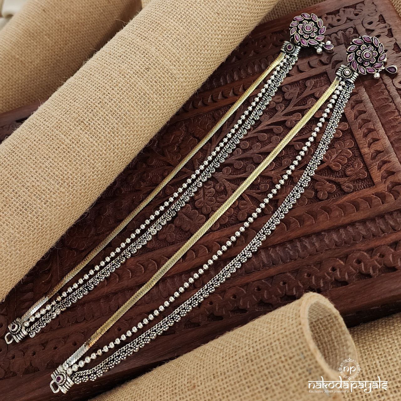 Dual Tone Trio layered Anklets (A6415)