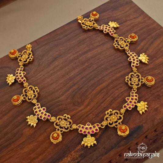 Exquisite Coral Floral Neckpiece (Gn10825)