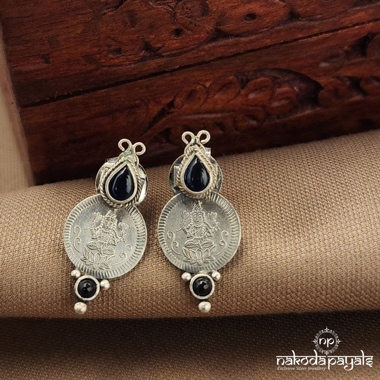 Blue Lakshmi Coin Studs (S9537)