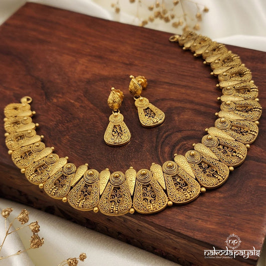 Gold Aura Neckpiece With Earrings (Gn8657)