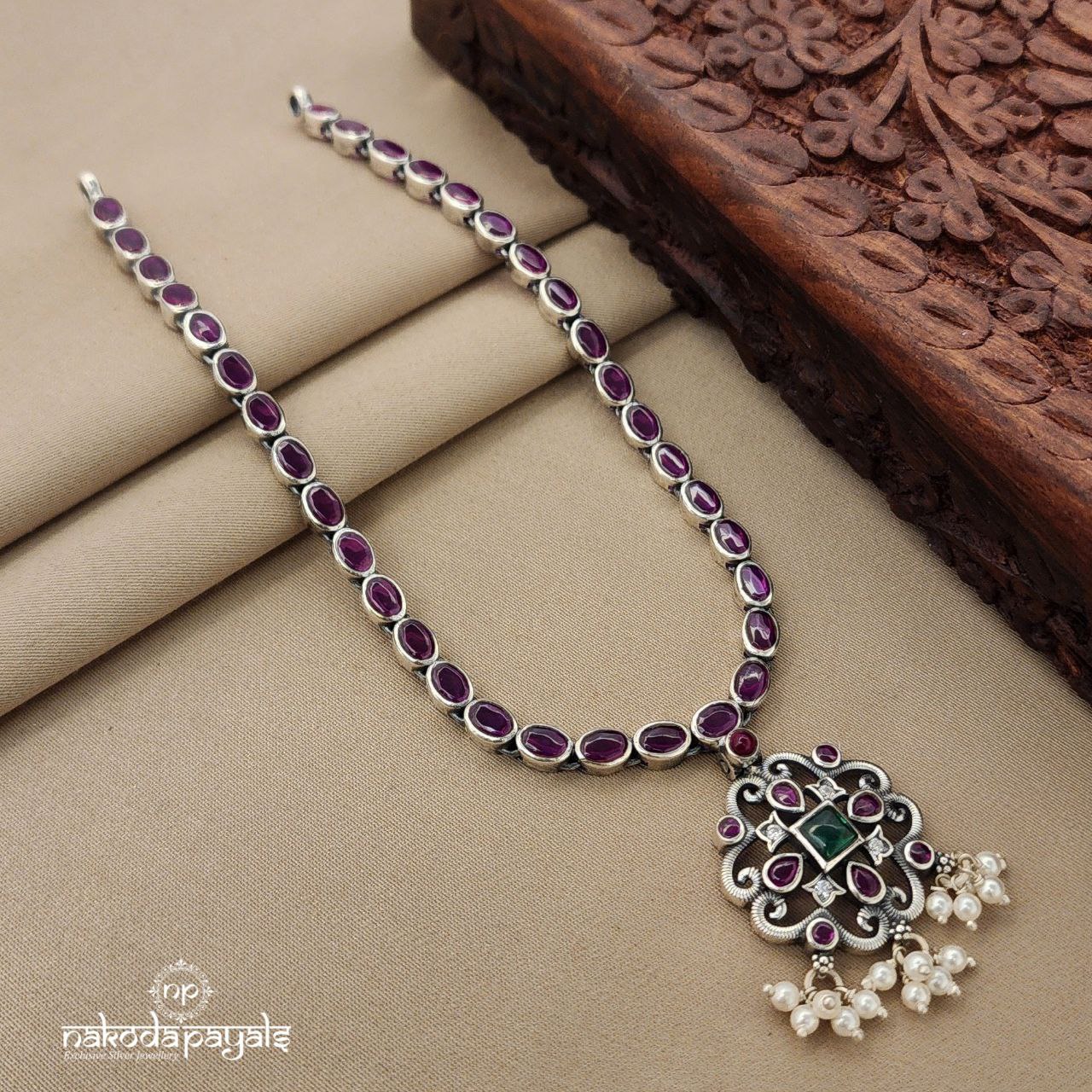 Pink Pearled Drop Neckpiece (N10711)