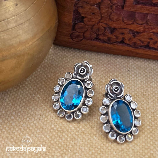 Circular Blueish Rose Studs (S4210)