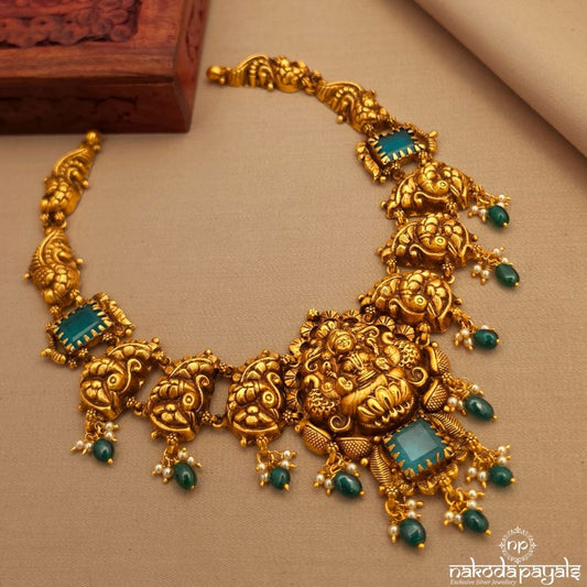 Squarish Green Pearl Neckpiece (Gn10179)
