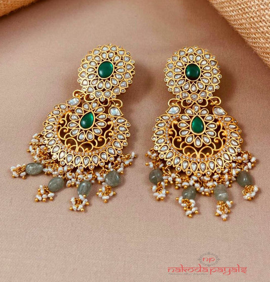 Emerald Green Drop Chandbali (Ge8774)