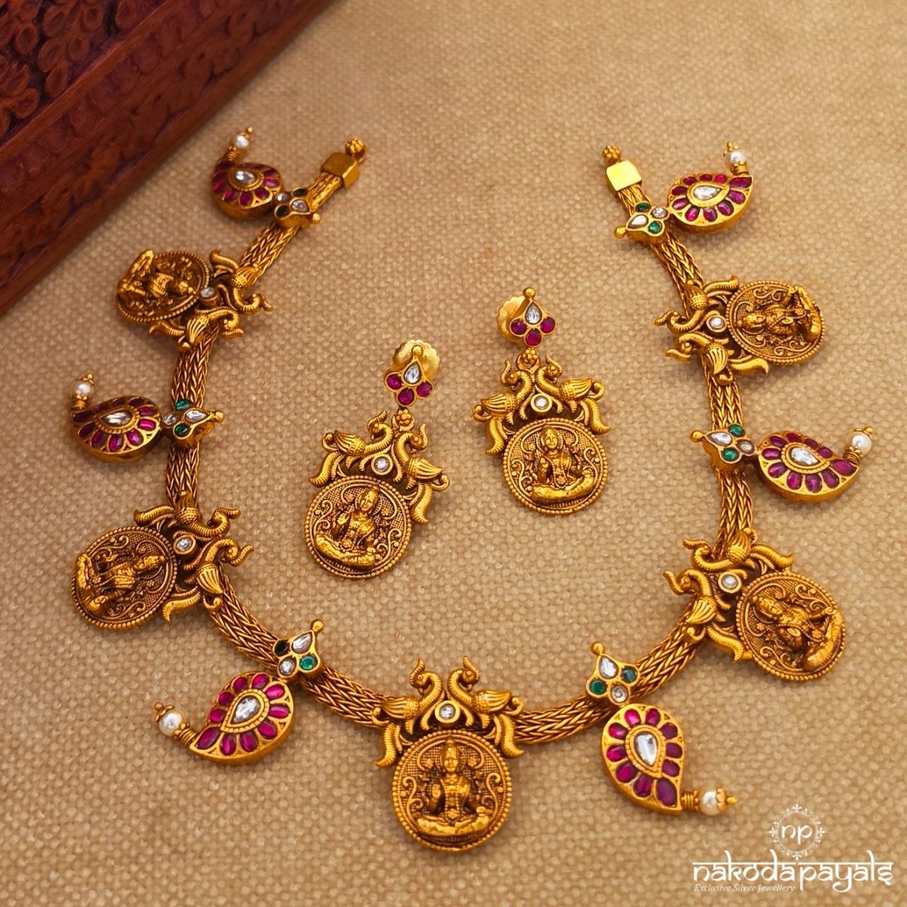 Lakshmi Kasu Pearl Neckpiece With Earrings(Gn10699)