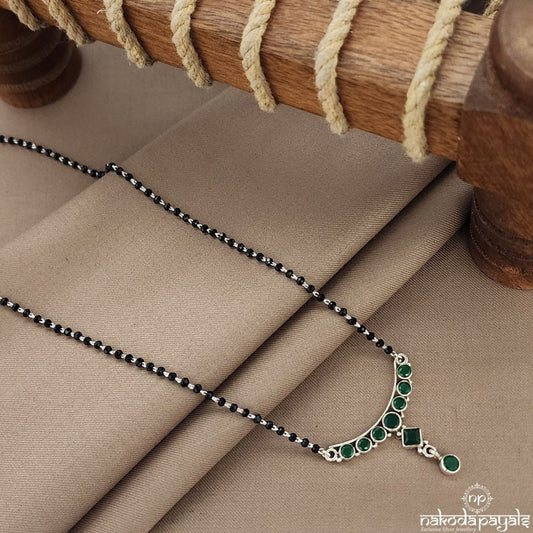 Green Squarish Drop Mangalsutra (Ms0573)