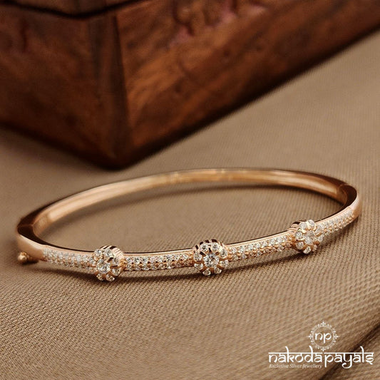 White Floral Rose Gold Kada (St3799)