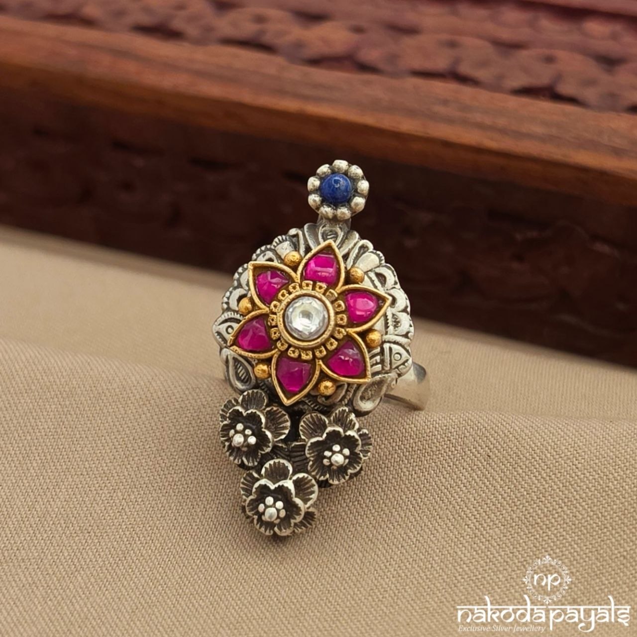 Kundan Dual Tone Finger Ring (F3006)