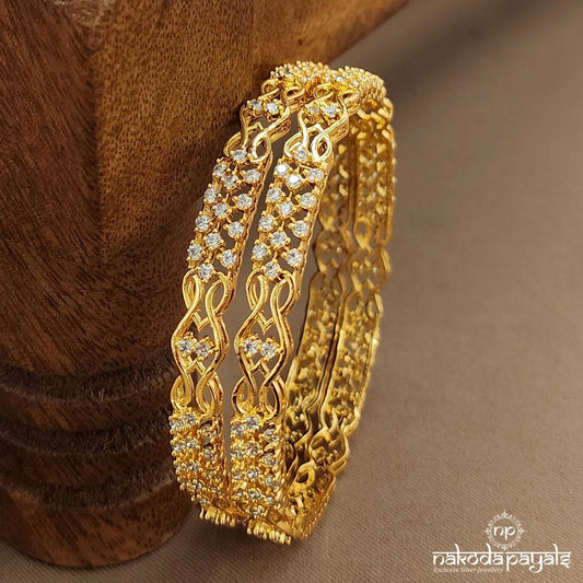 Wavy White Cz Bangle Pair (Gk3189)