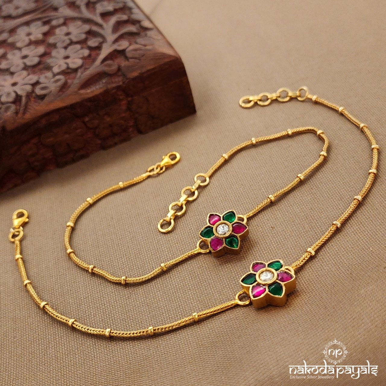 Multicolor Kundan"10 Inch" Anklets (A6752)
