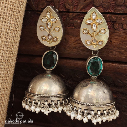 MOP Green Dual Tone Jhumka (J1565)