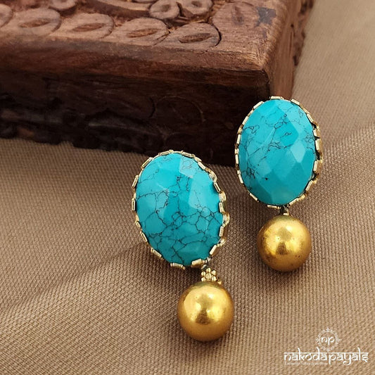 Turquoise Dual Tone Earrings (C3734)