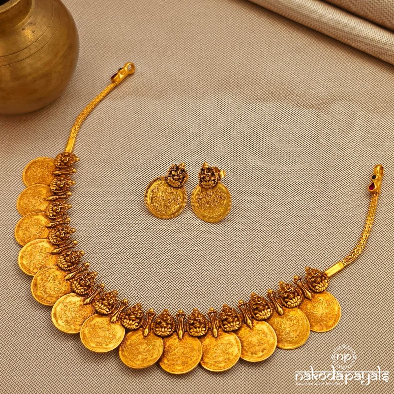 Ganesha Kasu Neckpiece With Earrings (Gn10072)