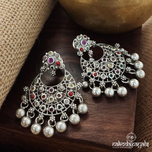 Ball Drop Navaratna Earrings (C3359)
