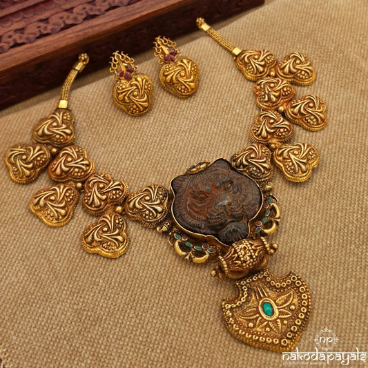 Royal Heritage Tiger Neckpiece With Earrings (Gn10518)