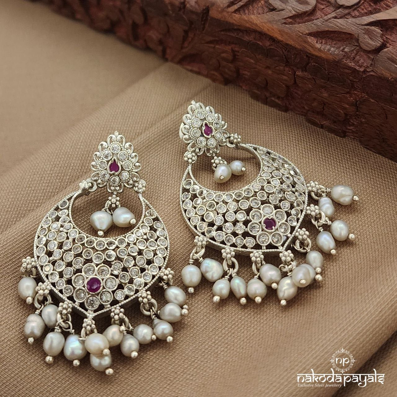 Pink Pearled Drop Earrings (C3841)
