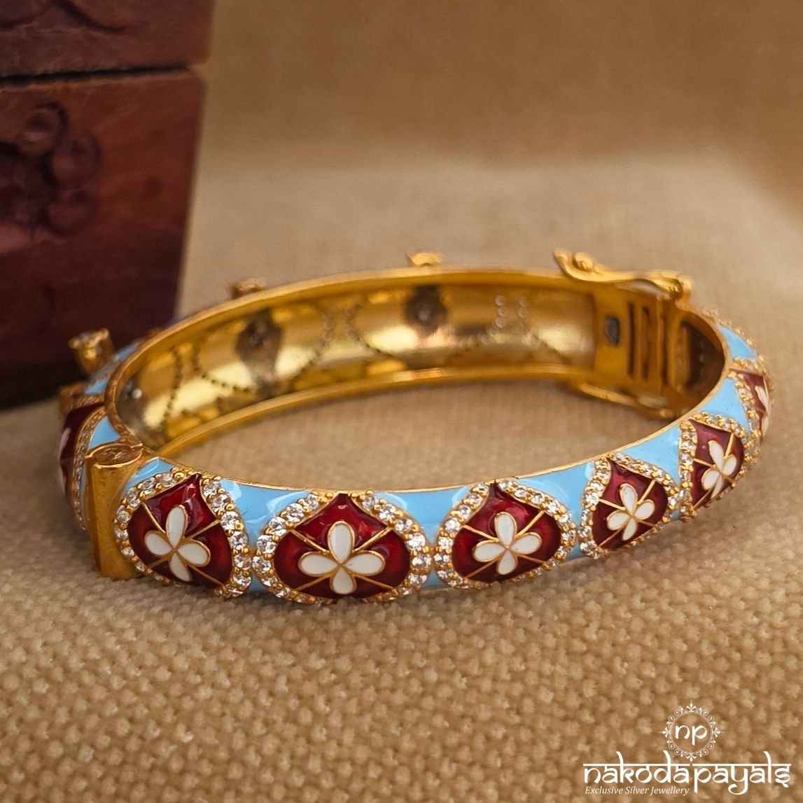Exclusive Bluish Floral Openable Kada (Gk3372)