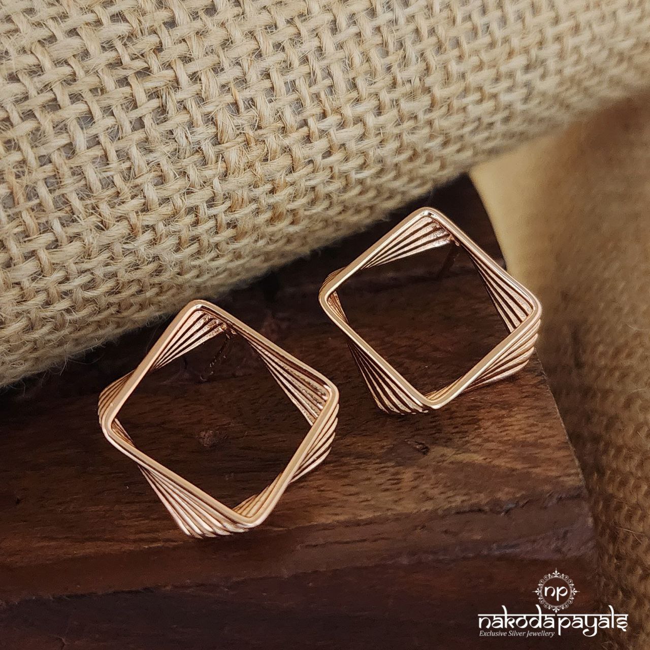 Squarish Rose Gold Earrings (St3046)
