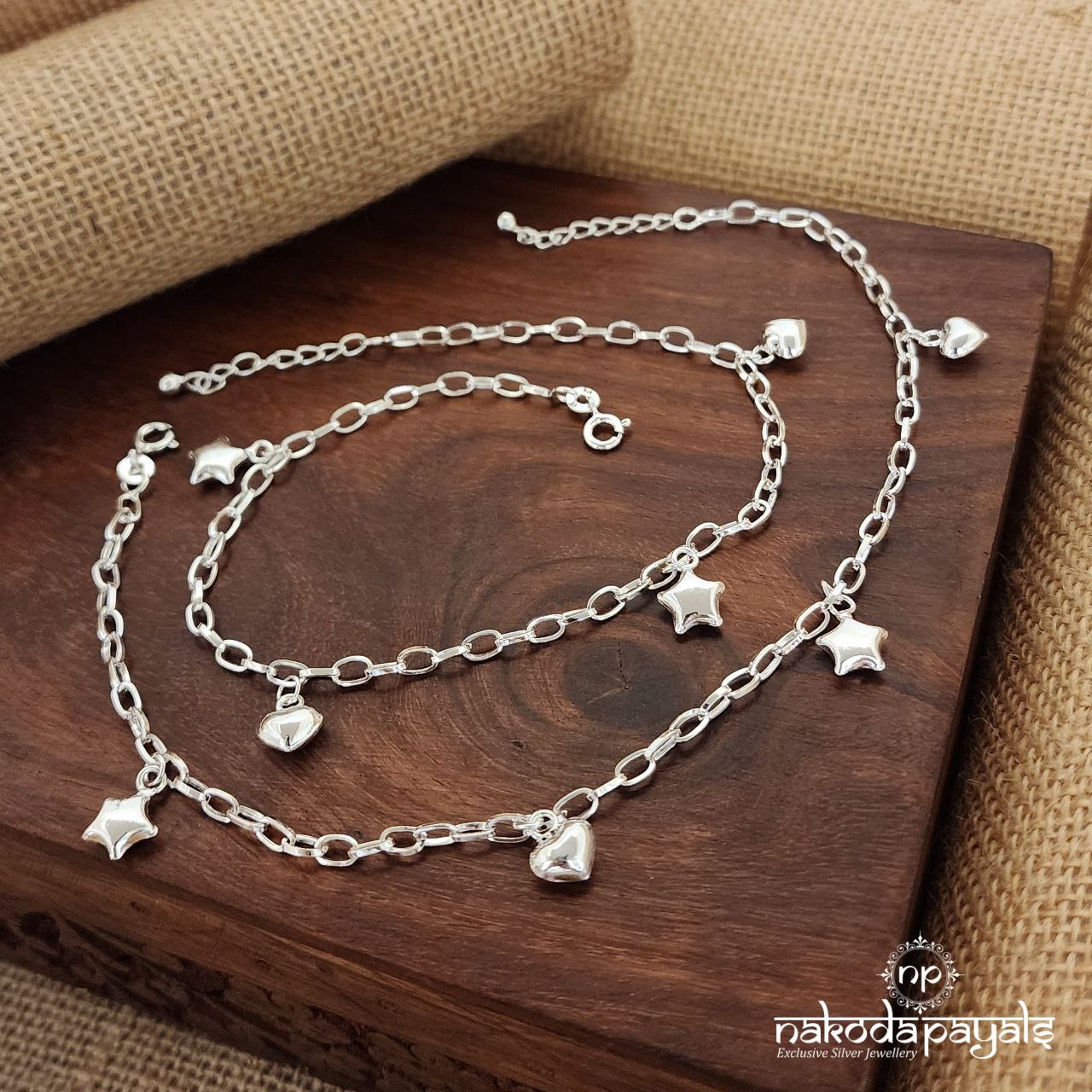 Star Heart Charms Anklets (A5852)