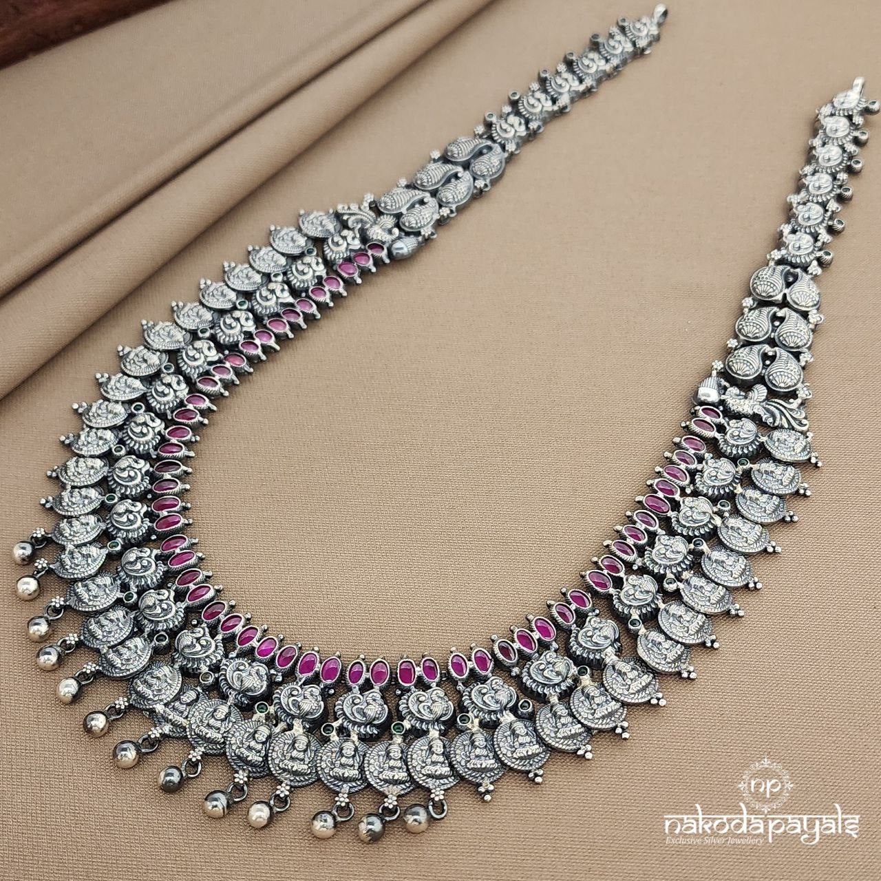 Pink Lakshmi Coined Drop Neckpiece  (N11246)