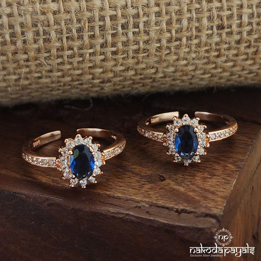 Rose Gold Blue Toerings (T4464)