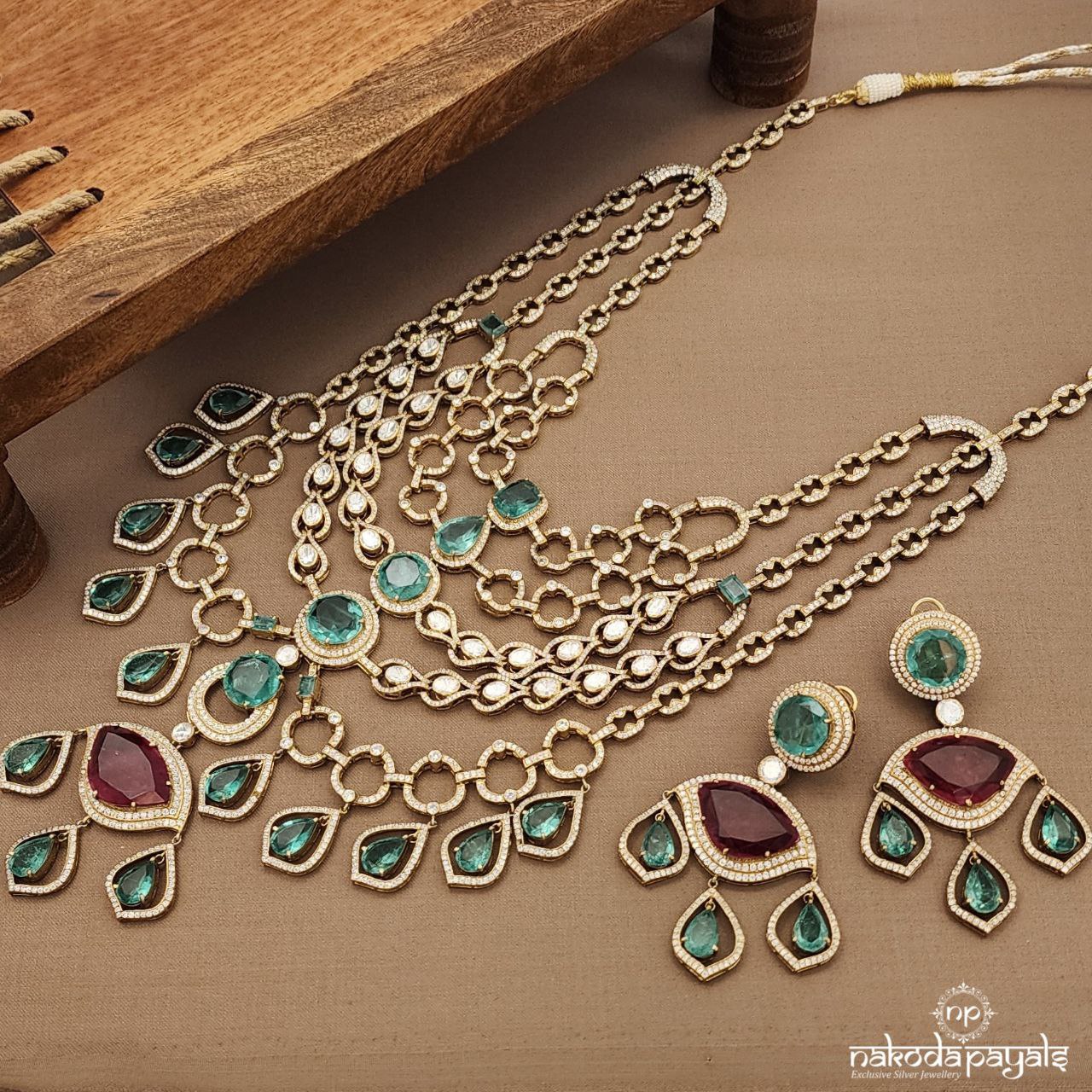 Glorious Grand Moissanite Neckpiece With Earrings (Gn9322)